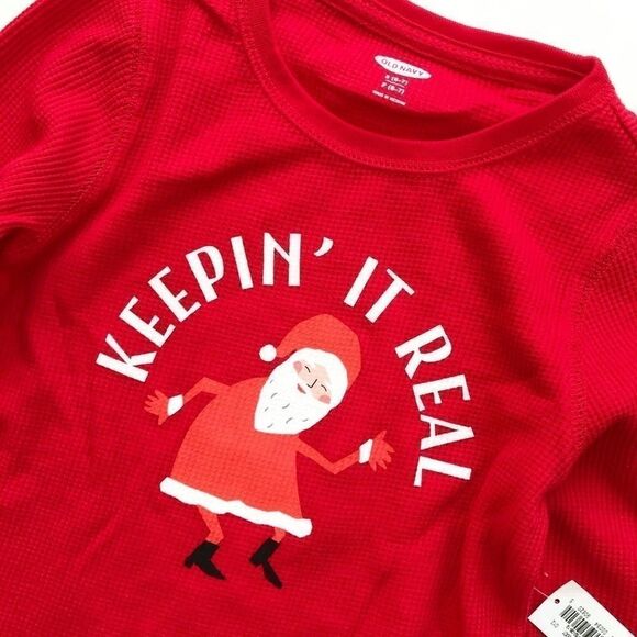 Old Navy NWT Santa Long sleeve waffle top S(6/7) - Picture 2 of 4